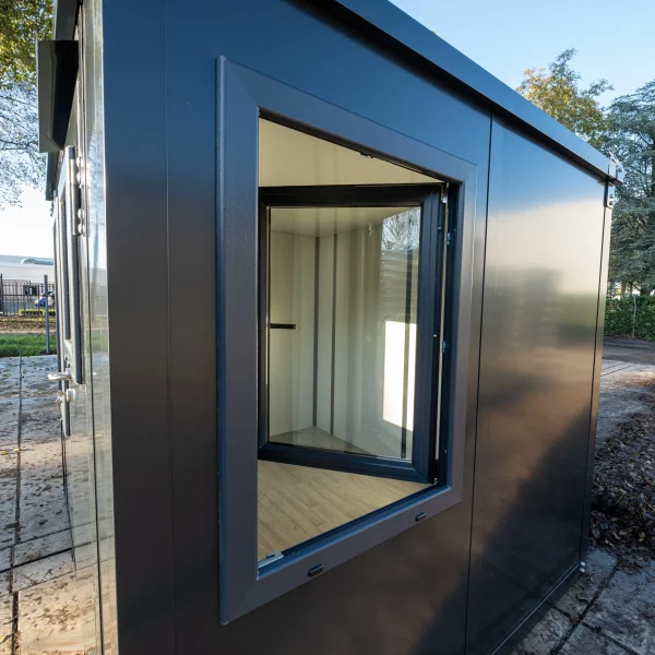 Container bureau anthracite 4x2m avec double porte et fenêtre